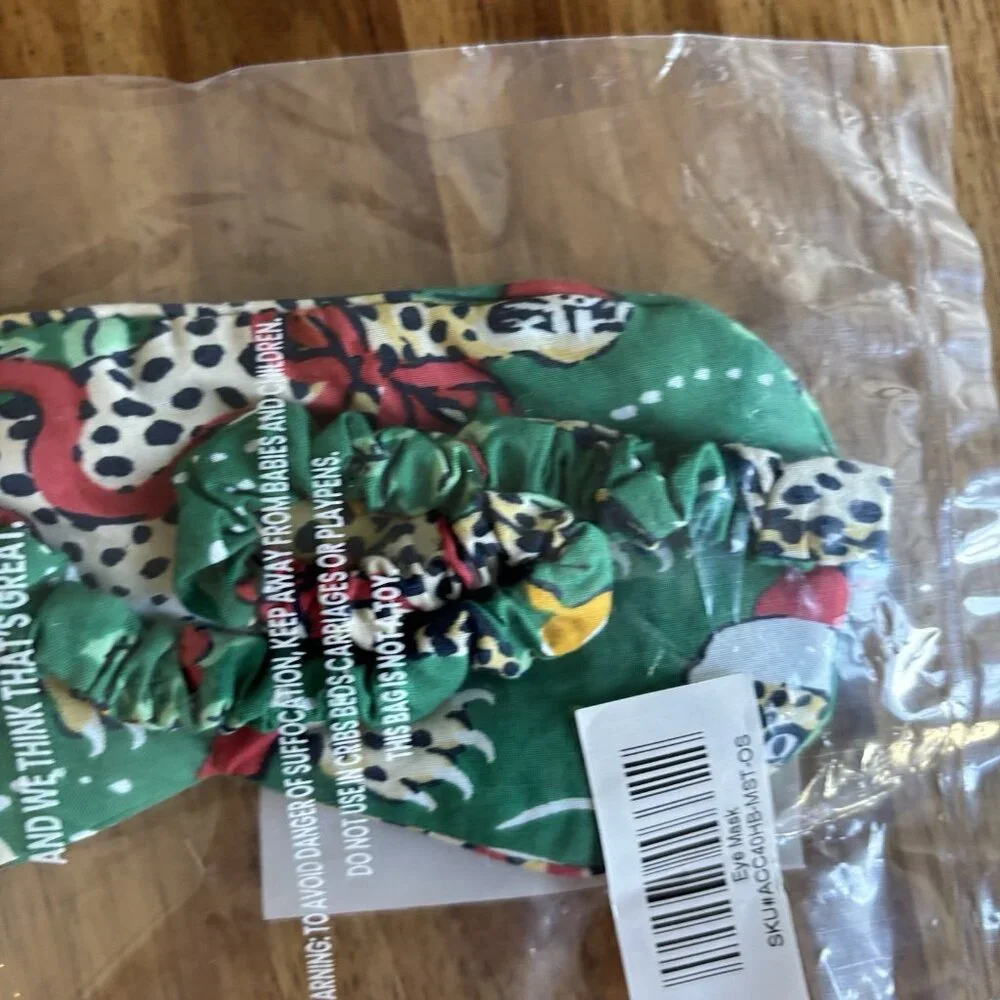 Print‎ Fresh Eye Mask in Bagheera ONE SIZE Green Multicolor Animal Print SPA NEW